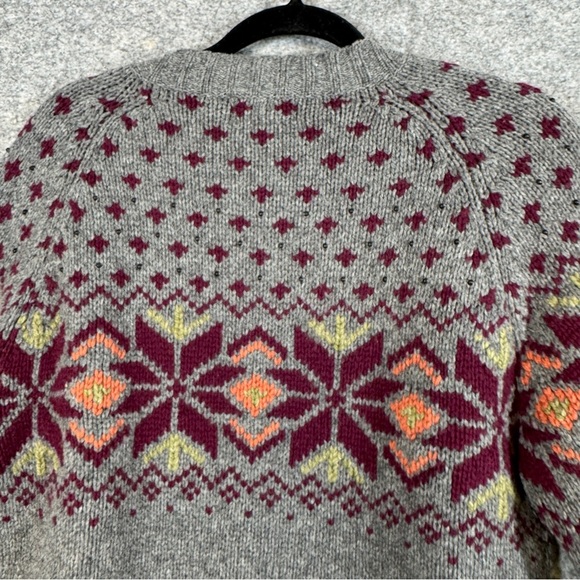 Vintage Woolrich Grey Heather Lambswool Fair Isle Zip Cardigan Sweater  S/P - Picture 13 of 14